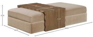 Meridian Furniture Woodra Velvet Ottoman Coffee Table Art Deco Plush Upholstered Living Room Accent Piece Beige Style 2 22041Beige-CT