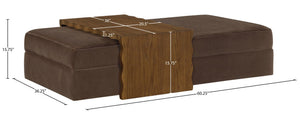 Meridian Furniture Woodra Velvet Ottoman Coffee Table Art Deco Plush Upholstered Living Room Accent Piece Brown Style 2 22041Brown-CT