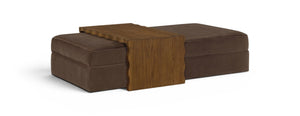 Meridian Furniture Woodra Velvet Ottoman Coffee Table Art Deco Plush Upholstered Living Room Accent Piece Brown Style 2 22041Brown-CT