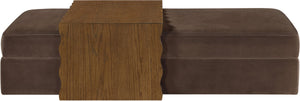 Meridian Furniture Woodra Velvet Ottoman Coffee Table Art Deco Plush Upholstered Living Room Accent Piece Brown Style 2 22041Brown-CT