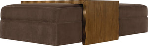 Meridian Furniture Woodra Velvet Ottoman Coffee Table Art Deco Plush Upholstered Living Room Accent Piece Brown Style 2 22041Brown-CT