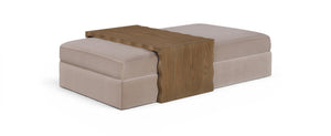 Meridian Furniture Woodra Velvet Ottoman Coffee Table Art Deco Plush Upholstered Living Room Accent Piece Taupe Style 2 22041Taupe-CT