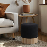Veranda Black Boucle Fabric Ottoman/Stool 22045Black Meridian Furniture