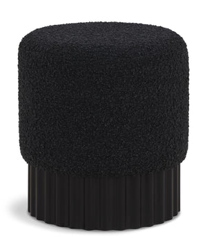 Veranda Black Boucle Fabric Ottoman/Stool 22046Black Meridian Furniture