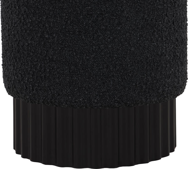 Veranda Black Boucle Fabric Ottoman/Stool 22046Black Meridian Furniture