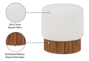 Veranda Cream Boucle Fabric Ottoman/Stool 22047Cream Meridian Furniture