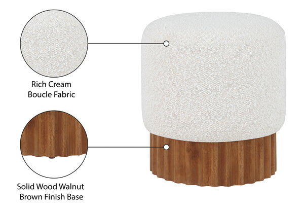 Veranda Cream Boucle Fabric Ottoman/Stool 22047Cream Meridian Furniture