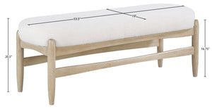 Meridian Furniture Briar Faux Sheepskin Upholstered Bench with Solid Wood Base for Bedroom and Entryway Seating Cream - A 22048Cream