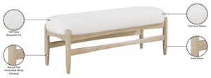 Meridian Furniture Briar Faux Sheepskin Upholstered Bench with Solid Wood Base for Bedroom and Entryway Seating Cream - A 22048Cream