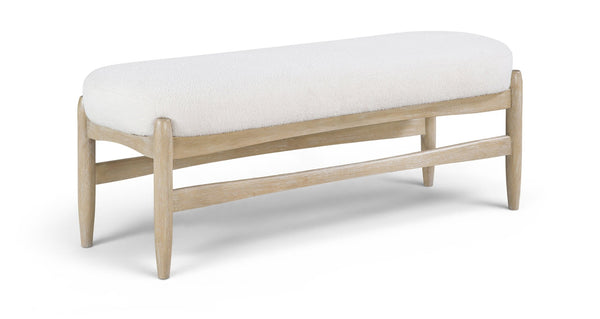 Meridian Furniture Briar Faux Sheepskin Upholstered Bench with Solid Wood Base for Bedroom and Entryway Seating Cream - A 22048Cream