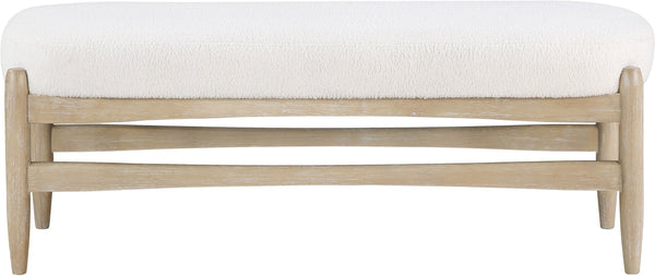 Meridian Furniture Briar Faux Sheepskin Upholstered Bench with Solid Wood Base for Bedroom and Entryway Seating Cream - A 22048Cream