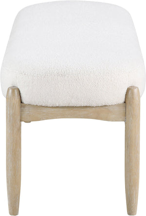 Meridian Furniture Briar Faux Sheepskin Upholstered Bench with Solid Wood Base for Bedroom and Entryway Seating Cream - A 22048Cream