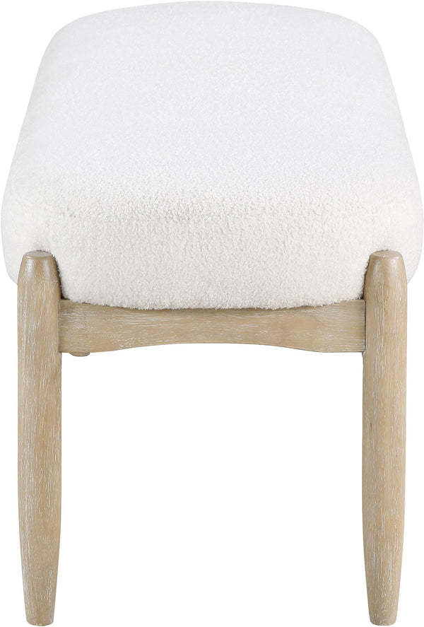 Meridian Furniture Briar Faux Sheepskin Upholstered Bench with Solid Wood Base for Bedroom and Entryway Seating Cream - A 22048Cream