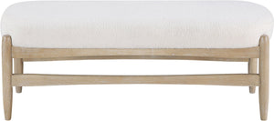 Meridian Furniture Briar Faux Sheepskin Upholstered Bench with Solid Wood Base for Bedroom and Entryway Seating Cream - A 22048Cream