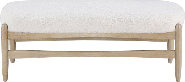 Meridian Furniture Briar Faux Sheepskin Upholstered Bench with Solid Wood Base for Bedroom and Entryway Seating Cream - A 22048Cream