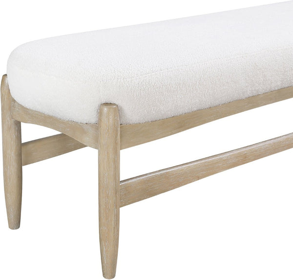 Meridian Furniture Briar Faux Sheepskin Upholstered Bench with Solid Wood Base for Bedroom and Entryway Seating Cream - A 22048Cream