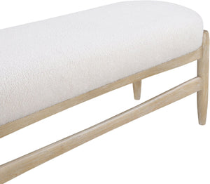 Meridian Furniture Briar Faux Sheepskin Upholstered Bench with Solid Wood Base for Bedroom and Entryway Seating Cream - A 22048Cream