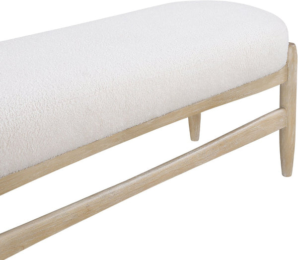 Meridian Furniture Briar Faux Sheepskin Upholstered Bench with Solid Wood Base for Bedroom and Entryway Seating Cream - A 22048Cream