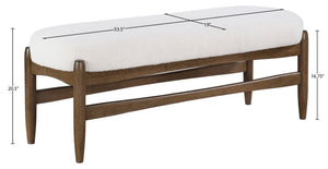Meridian Furniture Briar Faux Sheepskin Upholstered Bench with Solid Wood Base for Bedroom and Entryway Seating Cream - B 22049Cream