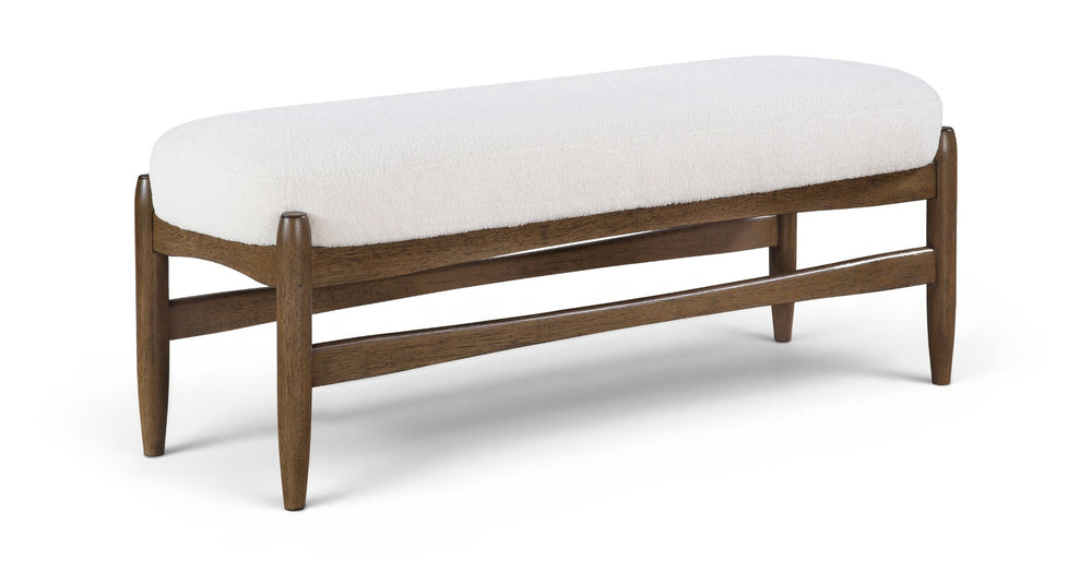 Meridian Furniture Briar Faux Sheepskin Upholstered Bench with Solid Wood Base for Bedroom and Entryway Seating Cream - B 22049Cream