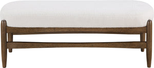 Meridian Furniture Briar Faux Sheepskin Upholstered Bench with Solid Wood Base for Bedroom and Entryway Seating Cream - B 22049Cream