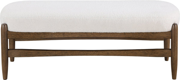 Meridian Furniture Briar Faux Sheepskin Upholstered Bench with Solid Wood Base for Bedroom and Entryway Seating Cream - B 22049Cream