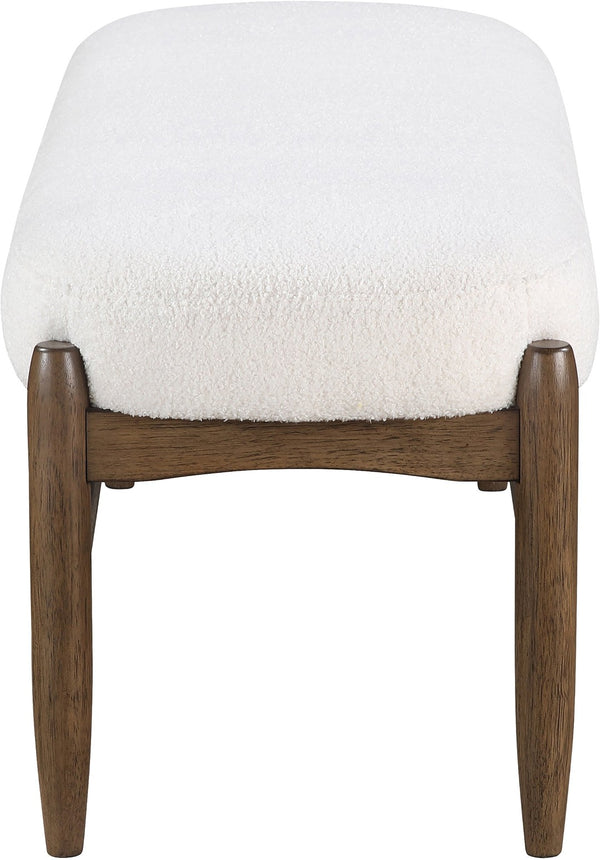 Meridian Furniture Briar Faux Sheepskin Upholstered Bench with Solid Wood Base for Bedroom and Entryway Seating Cream - B 22049Cream
