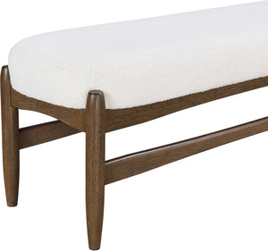 Meridian Furniture Briar Faux Sheepskin Upholstered Bench with Solid Wood Base for Bedroom and Entryway Seating Cream - B 22049Cream