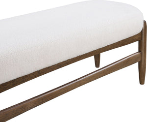 Meridian Furniture Briar Faux Sheepskin Upholstered Bench with Solid Wood Base for Bedroom and Entryway Seating Cream - B 22049Cream