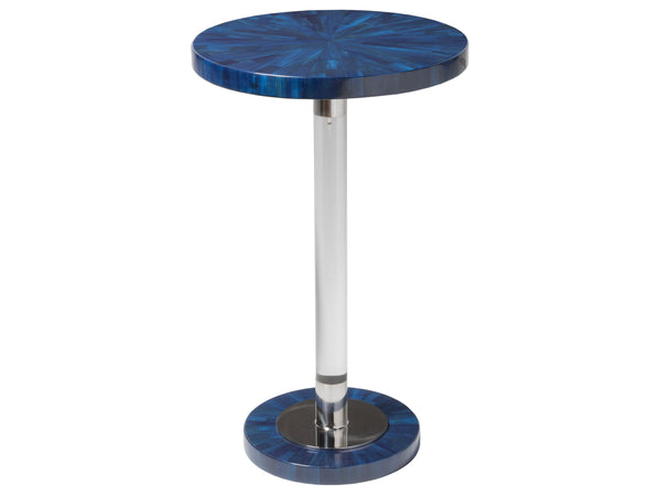 Lexington Artistica Home Invicta Contemporary Round Spot Table With Unique Navy Finish And Polished Nickel Pedestal Accents Navy Blue Wood 2205-950
