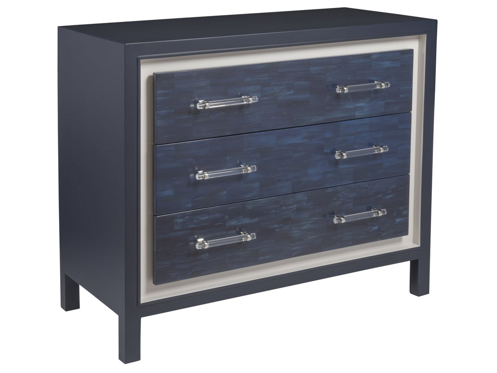 Lexington Artistica Home Invicta Hall Chest - Contemporary Navy Faux Horn Design With Self-closing Drawers & Unique Hardware Navy Blue Wood 2205-973