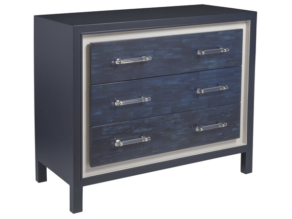 Lexington Artistica Home Invicta Hall Chest - Contemporary Navy Faux Horn Design With Self-closing Drawers & Unique Hardware Navy Blue Wood 2205-973