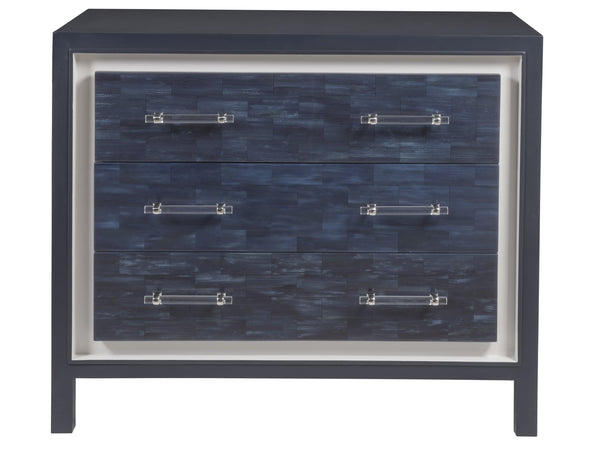 Lexington Artistica Home Invicta Hall Chest - Contemporary Navy Faux Horn Design With Self-closing Drawers & Unique Hardware Navy Blue Wood 2205-973