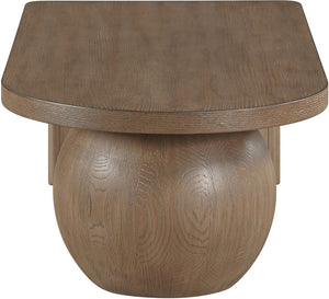 Meridian Furniture Solum Art Deco Ash Wood Coffee Table with Sculpted Sphere Base for Modern Living Room Brown 22050Brown-CT