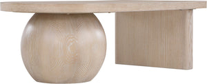Meridian Furniture Solum Art Deco Ash Wood Coffee Table with Sculpted Sphere Base for Modern Living Room Natural 22050Natural-CT