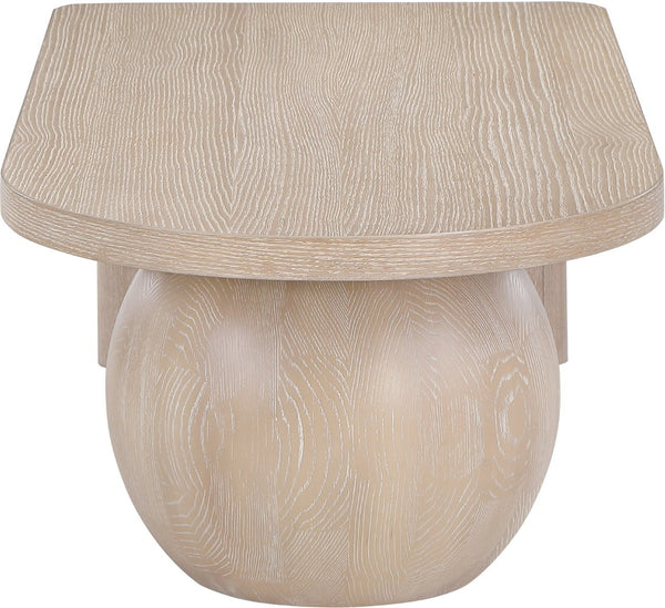 Meridian Furniture Solum Art Deco Ash Wood Coffee Table with Sculpted Sphere Base for Modern Living Room Natural 22050Natural-CT