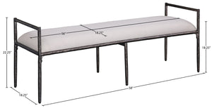Meridian Furniture Axis Linen Upholstered Bench with Iron Legs for Modern Bedroom or Entryway Seating Beige 22051 22051Beige