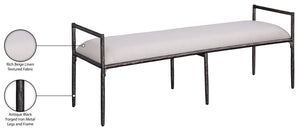 Meridian Furniture Axis Linen Upholstered Bench with Iron Legs for Modern Bedroom or Entryway Seating Beige 22051 22051Beige