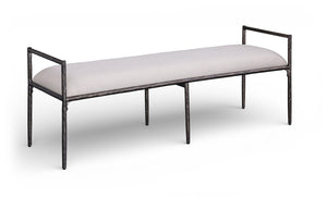 Meridian Furniture Axis Linen Upholstered Bench with Iron Legs for Modern Bedroom or Entryway Seating Beige 22051 22051Beige