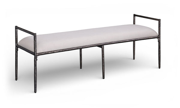 Meridian Furniture Axis Linen Upholstered Bench with Iron Legs for Modern Bedroom or Entryway Seating Beige 22051 22051Beige