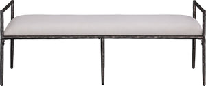 Meridian Furniture Axis Linen Upholstered Bench with Iron Legs for Modern Bedroom or Entryway Seating Beige 22051 22051Beige