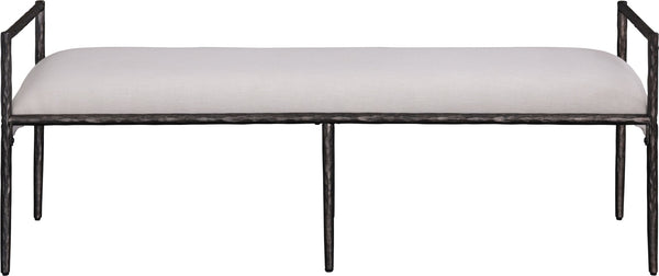 Meridian Furniture Axis Linen Upholstered Bench with Iron Legs for Modern Bedroom or Entryway Seating Beige 22051 22051Beige