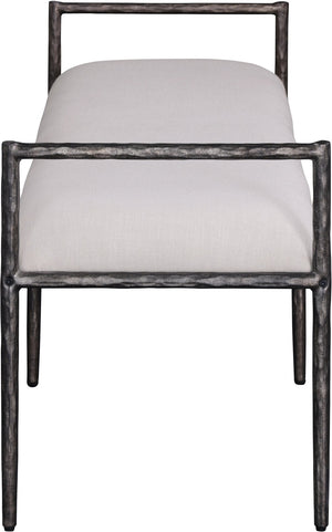 Meridian Furniture Axis Linen Upholstered Bench with Iron Legs for Modern Bedroom or Entryway Seating Beige 22051 22051Beige
