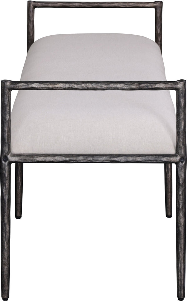 Meridian Furniture Axis Linen Upholstered Bench with Iron Legs for Modern Bedroom or Entryway Seating Beige 22051 22051Beige