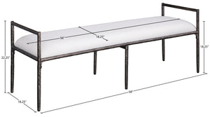 Meridian Furniture Axis Linen Upholstered Bench with Iron Legs for Modern Bedroom or Entryway Seating Cream 22051 22051Cream