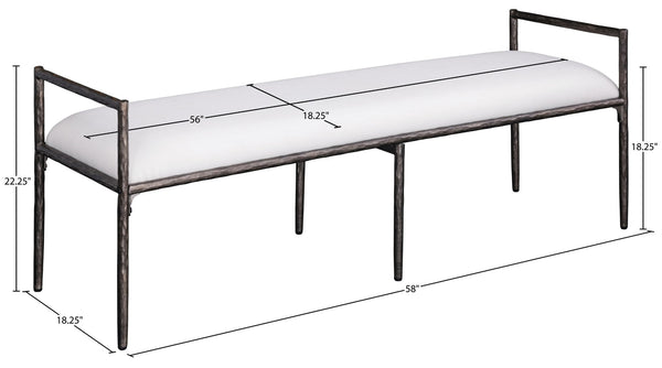 Meridian Furniture Axis Linen Upholstered Bench with Iron Legs for Modern Bedroom or Entryway Seating Cream 22051 22051Cream
