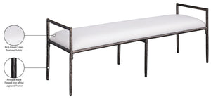 Meridian Furniture Axis Linen Upholstered Bench with Iron Legs for Modern Bedroom or Entryway Seating Cream 22051 22051Cream