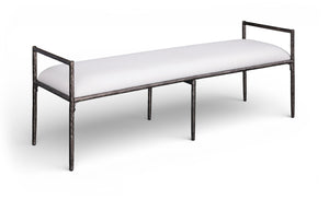 Meridian Furniture Axis Linen Upholstered Bench with Iron Legs for Modern Bedroom or Entryway Seating Cream 22051 22051Cream