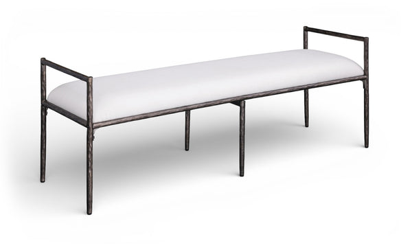 Meridian Furniture Axis Linen Upholstered Bench with Iron Legs for Modern Bedroom or Entryway Seating Cream 22051 22051Cream