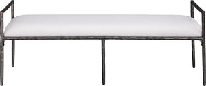 Meridian Furniture Axis Linen Upholstered Bench with Iron Legs for Modern Bedroom or Entryway Seating Cream 22051 22051Cream